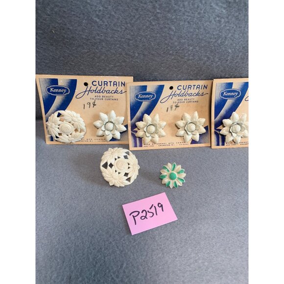 Vintage Kenney Curtain Holdbacks Floral Design Set of 6 Original Packaging - Picture 11 of 11